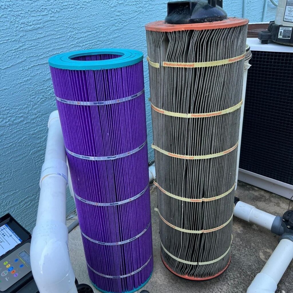 Water check for swimming pool inspection. Filter check for pool inspection